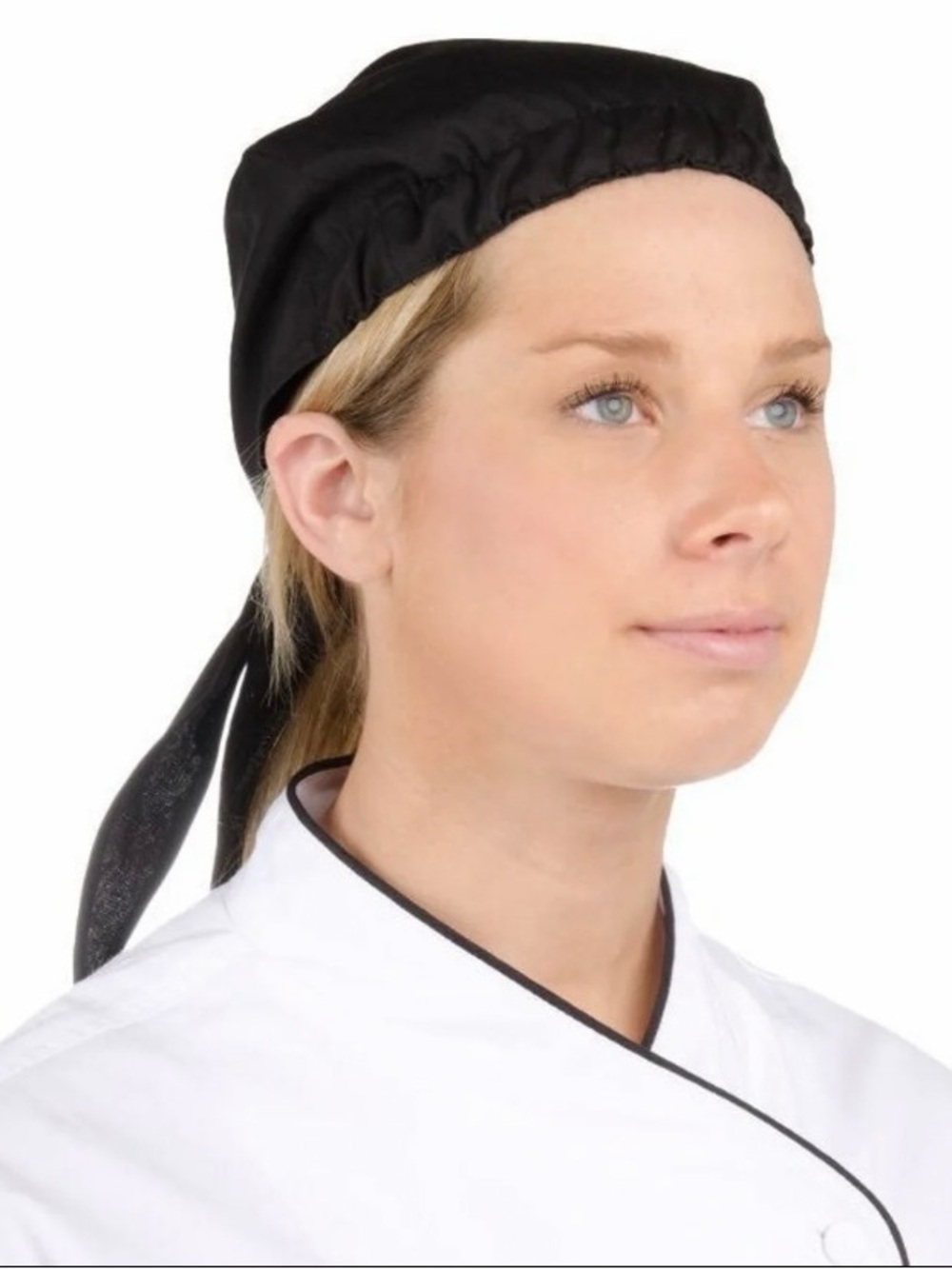 Black Chef Tie-Back Head Cover Chef Hat Cook Hat Catering NEW